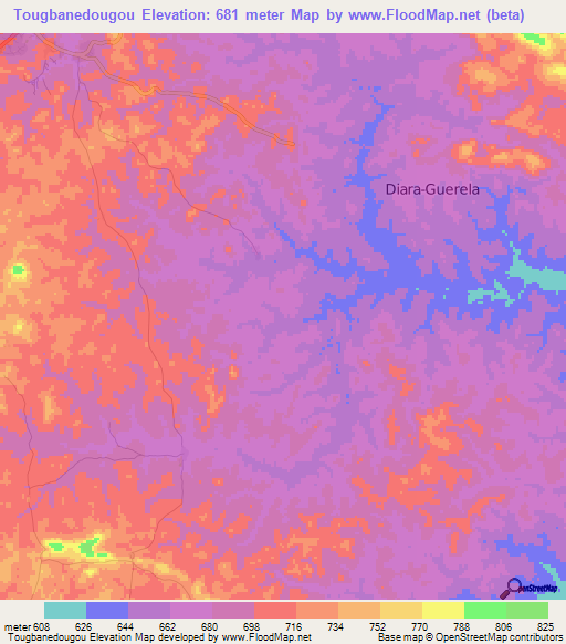 Tougbanedougou,Guinea Elevation Map