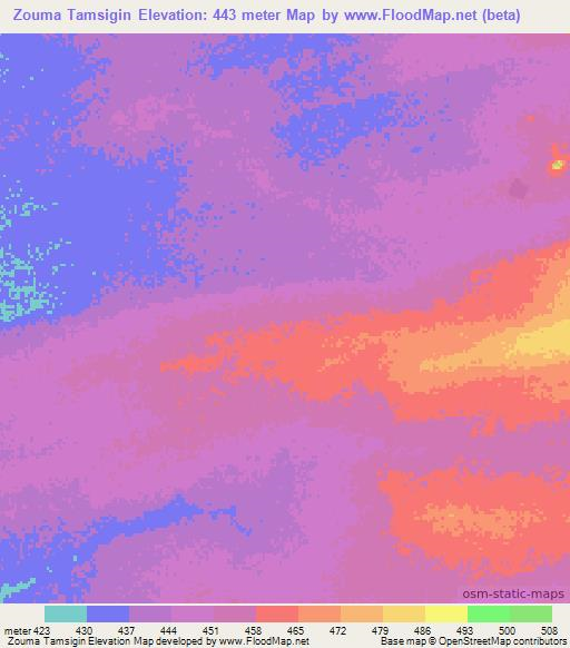 Zouma Tamsigin,Chad Elevation Map