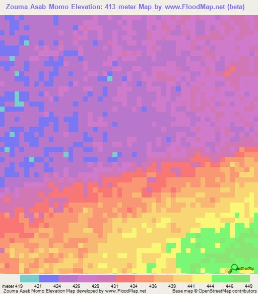 Zouma Asab Momo,Chad Elevation Map