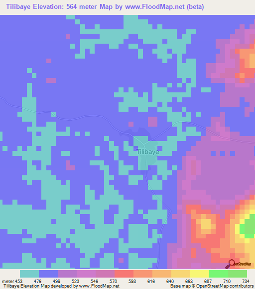 Tilibaye,Guinea Elevation Map