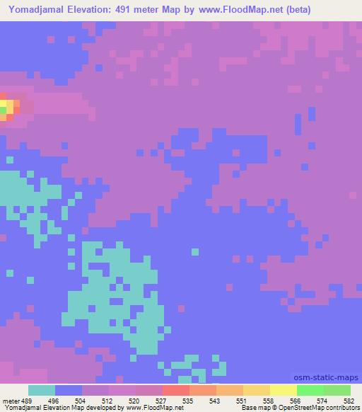 Yomadjamal,Chad Elevation Map