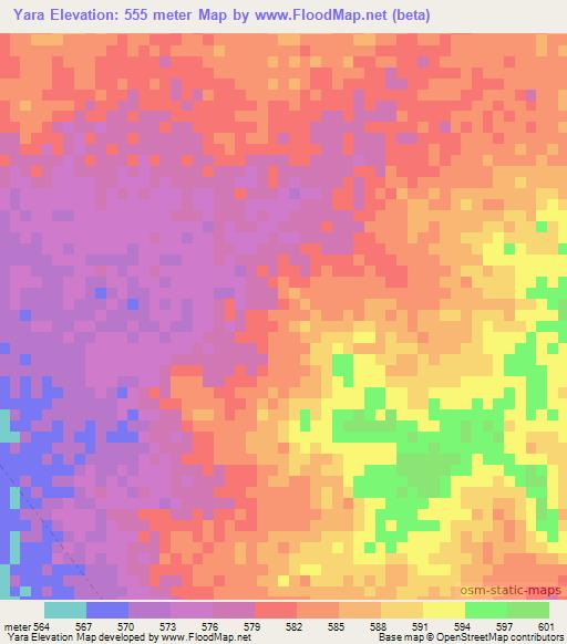 Yara,Chad Elevation Map
