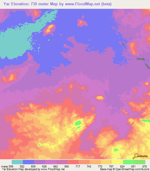Yar,Chad Elevation Map