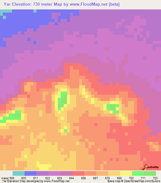 Yar,Chad Elevation Map