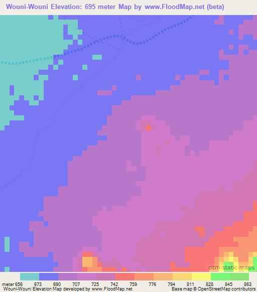 Wouni-Wouni,Chad Elevation Map