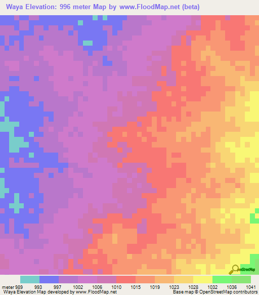 Waya,Chad Elevation Map