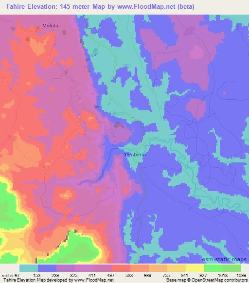 Tahire,Guinea Elevation Map