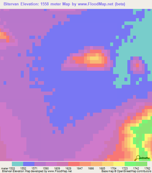 Bitervan,Iran Elevation Map