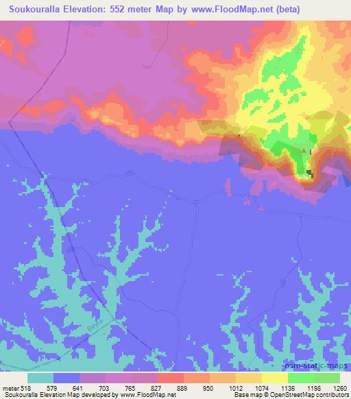 Soukouralla,Guinea Elevation Map