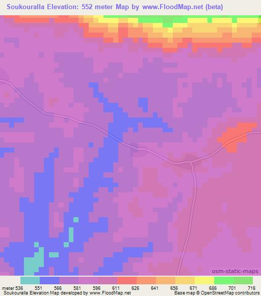 Soukouralla,Guinea Elevation Map