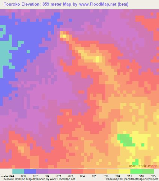 Touroko,Chad Elevation Map
