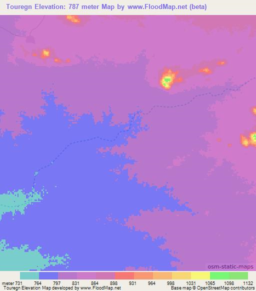Touregn,Chad Elevation Map