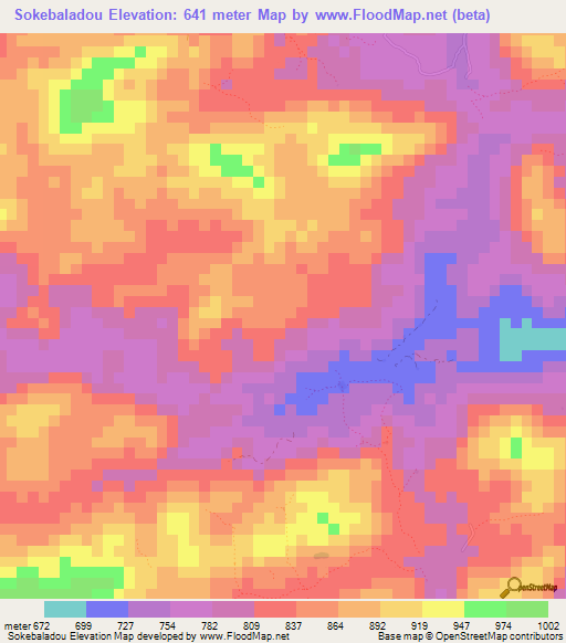 Sokebaladou,Guinea Elevation Map