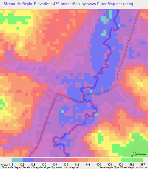 Sirana de Beyla,Guinea Elevation Map