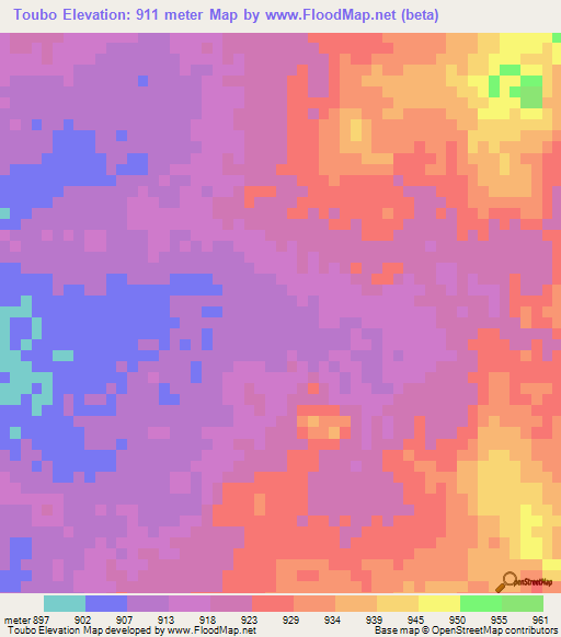 Toubo,Chad Elevation Map