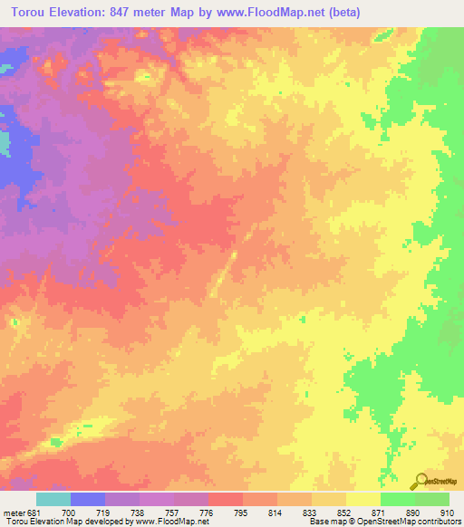Torou,Chad Elevation Map