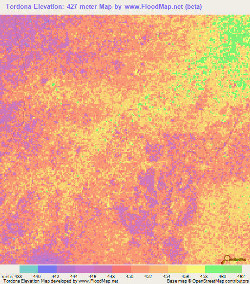 Tordona,Chad Elevation Map