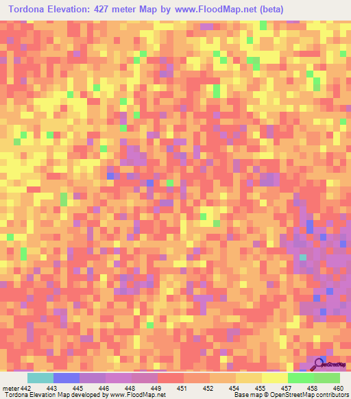Tordona,Chad Elevation Map