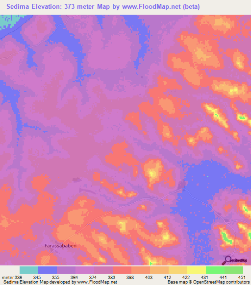 Sedima,Guinea Elevation Map