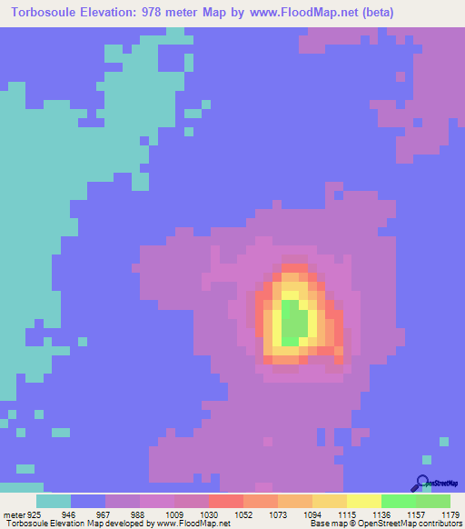 Torbosoule,Chad Elevation Map