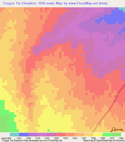 Tongoz Tat,Chad Elevation Map
