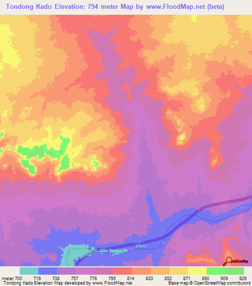 Tondong Kado,Chad Elevation Map