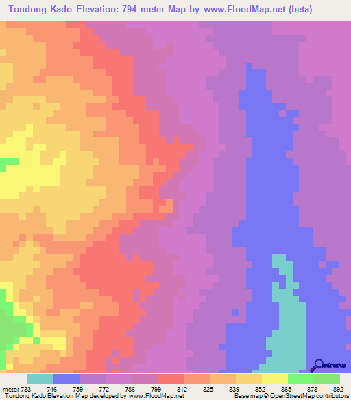 Tondong Kado,Chad Elevation Map
