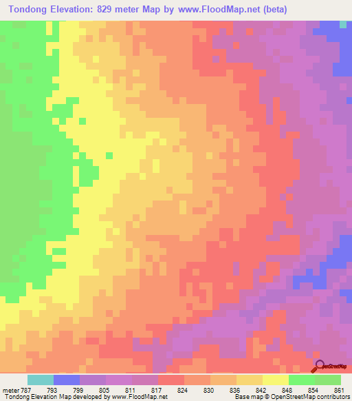 Tondong,Chad Elevation Map