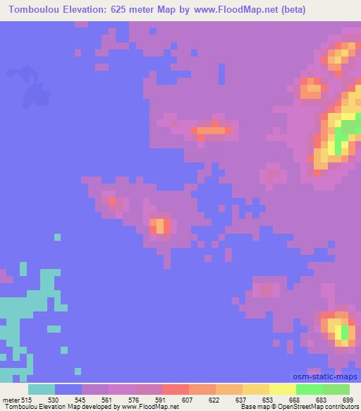 Tomboulou,Chad Elevation Map