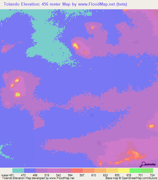 Tolando,Chad Elevation Map