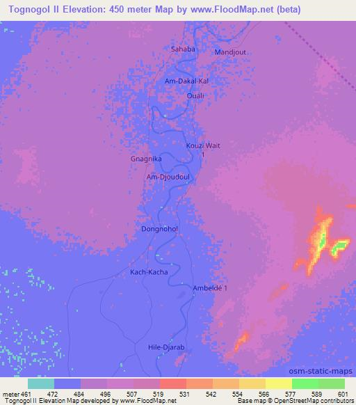 Tognogol II,Chad Elevation Map