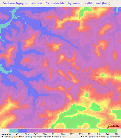Saabere Ngayou,Guinea Elevation Map