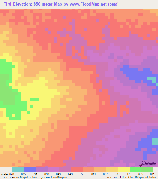 Tirti,Chad Elevation Map
