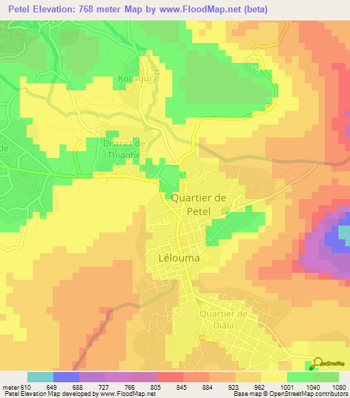 Petel,Guinea Elevation Map