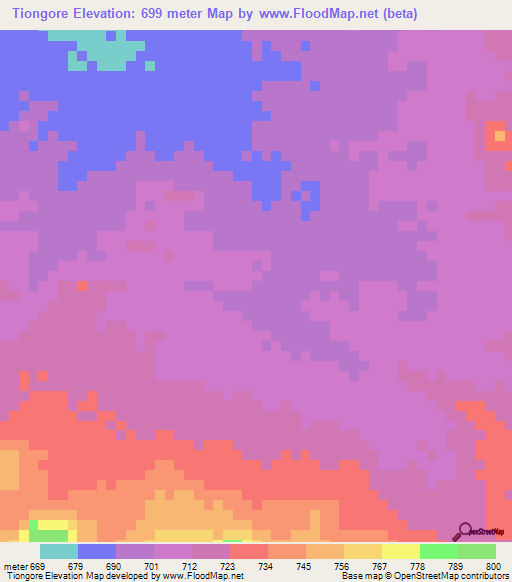 Tiongore,Chad Elevation Map