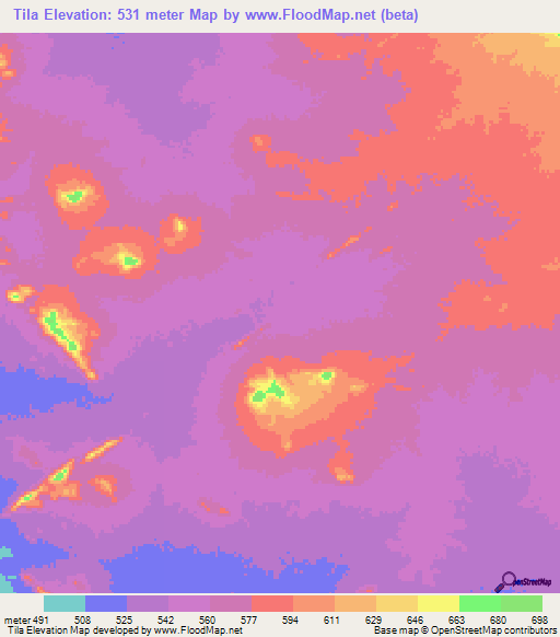 Tila,Chad Elevation Map