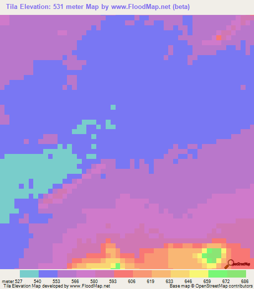 Tila,Chad Elevation Map