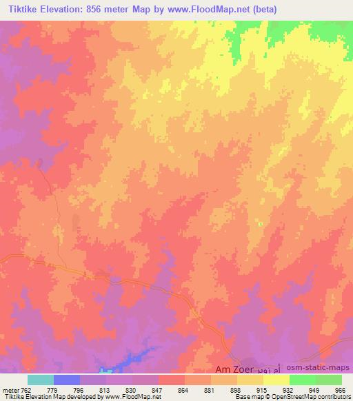 Tiktike,Chad Elevation Map