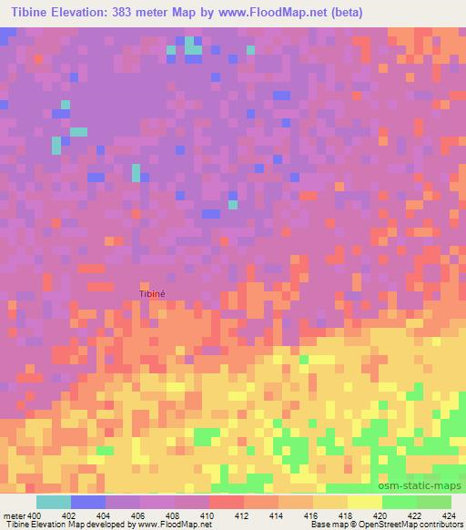 Tibine,Chad Elevation Map