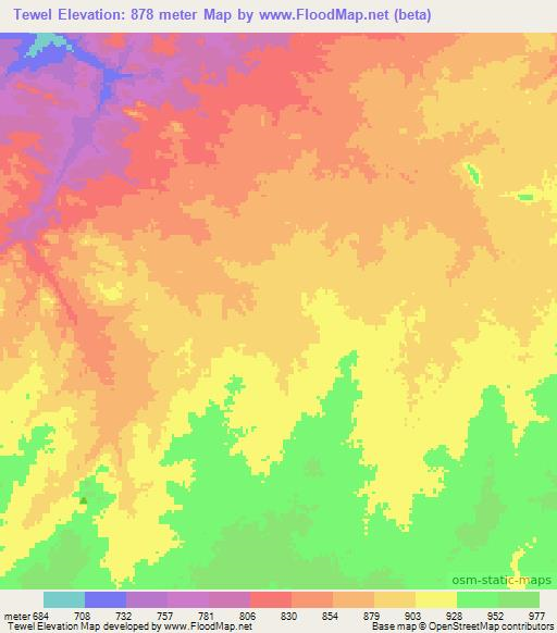 Tewel,Chad Elevation Map