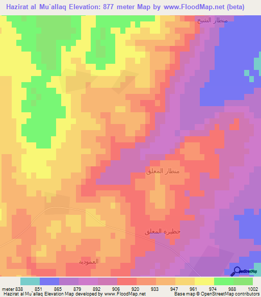 Hazirat al Mu`allaq,Syria Elevation Map