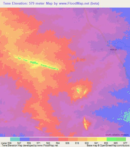 Tene,Chad Elevation Map