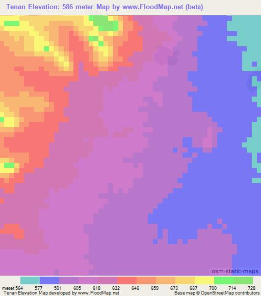 Tenan,Chad Elevation Map