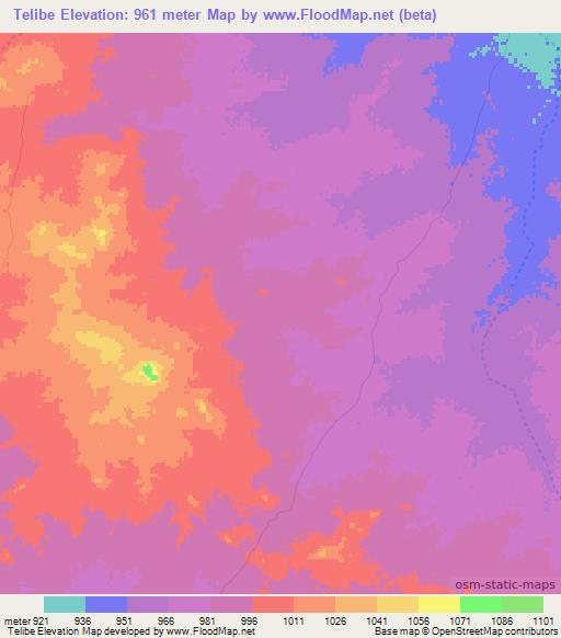 Telibe,Chad Elevation Map