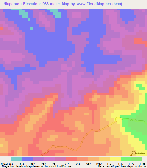 Niagantou,Guinea Elevation Map