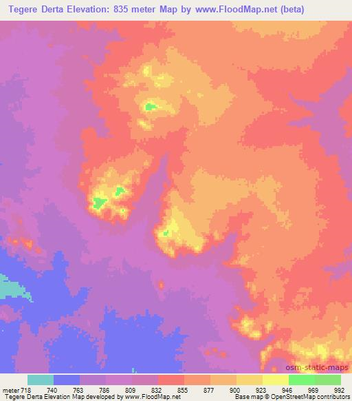 Tegere Derta,Chad Elevation Map
