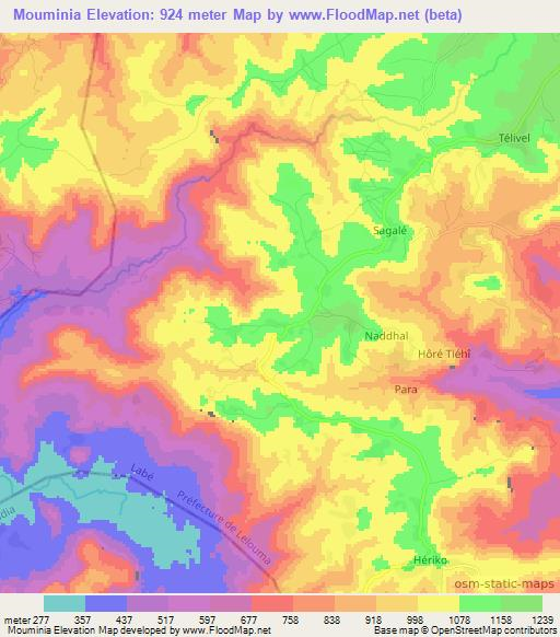 Mouminia,Guinea Elevation Map