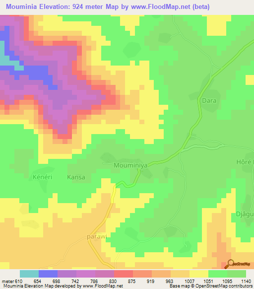 Mouminia,Guinea Elevation Map