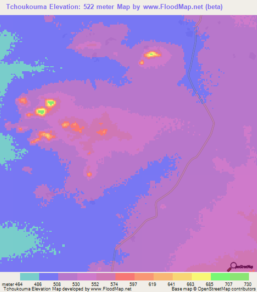 Tchoukouma,Chad Elevation Map