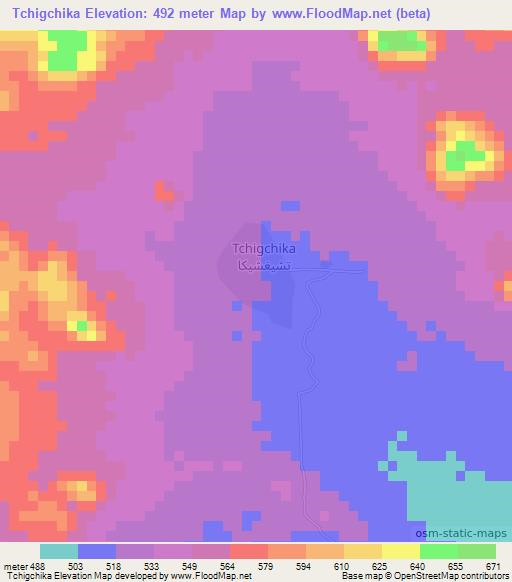 Tchigchika,Chad Elevation Map